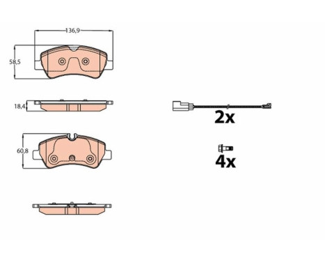 Brake Pad Set, disc brake GDB2161 TRW, Image 2