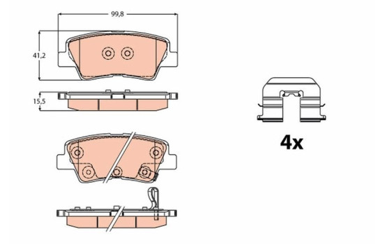 Brake Pad Set, disc brake GDB2173 TRW