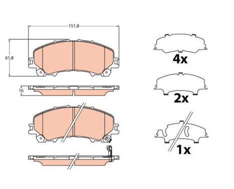 Brake Pad Set, disc brake GDB2222 TRW