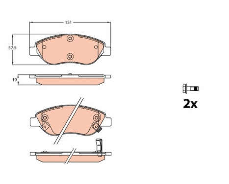 Brake Pad Set, disc brake GDB2228 TRW, Image 2