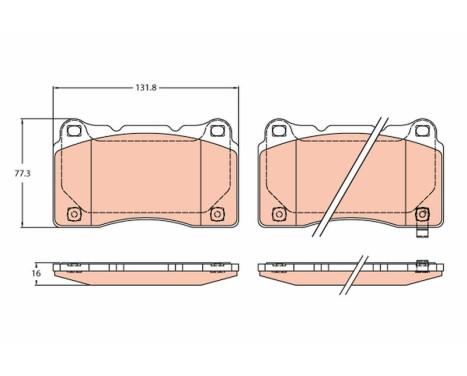 Brake pad set, disc brake GDB2237 TRW