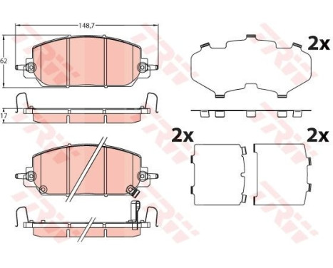 Brake pad set, disc brake GDB2244 TRW