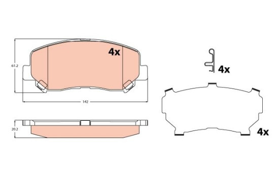 Brake pad set, disc brake GDB2246 TRW