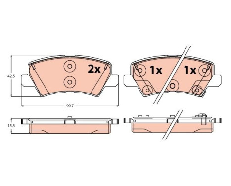 Brake pad set, disc brake GDB2248 TRW