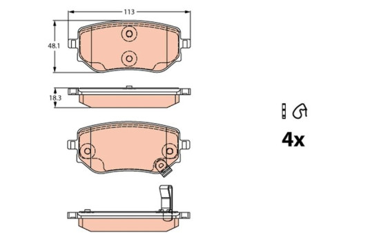 Brake pad set, disc brake GDB2270 TRW