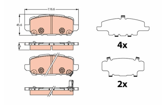 Brake pad set, disc brake GDB2279 TRW