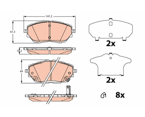 Brake pad set, disc brake GDB2290 TRW