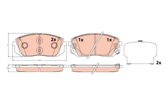 Brake pad set, disc brake GDB2308 TRW