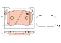 Brake pad set, disc brake GDB2311 TRW