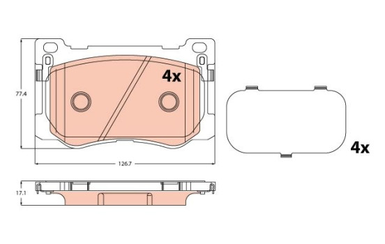 Brake pad set, disc brake GDB2311 TRW