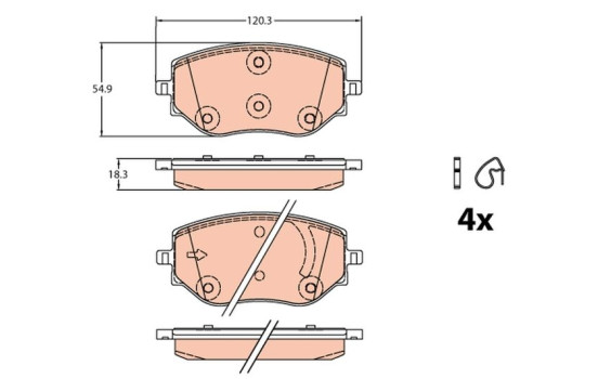 Brake pad set, disc brake GDB2324 TRW