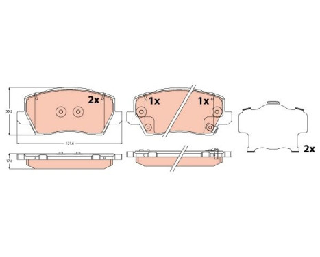 Brake pad set, disc brake GDB2329 TRW