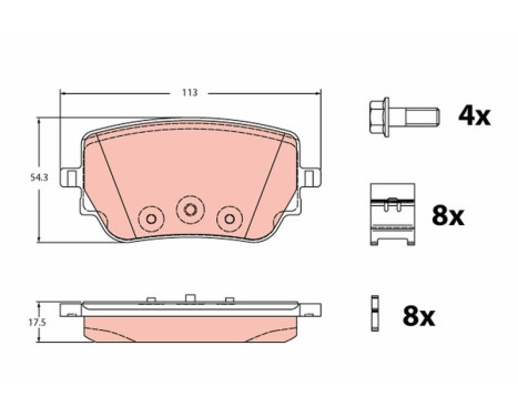 Brake pad set, disc brake GDB2331 TRW, Image 2