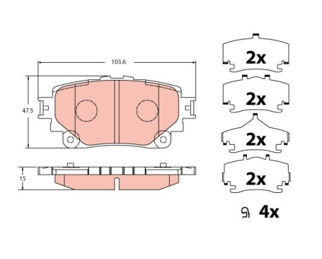 Brake pad set, disc brake GDB2343 TRW