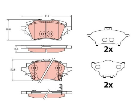 Brake pad set, disc brake GDB2344 TRW