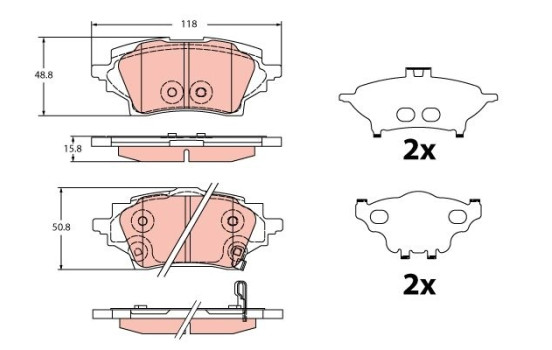 Brake pad set, disc brake GDB2344 TRW