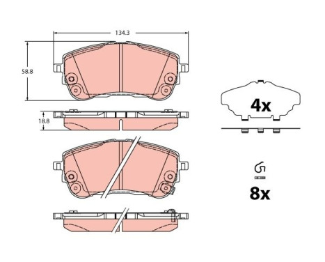 Brake pad set, disc brake GDB2345 TRW