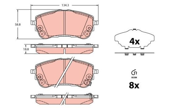 Brake pad set, disc brake GDB2345 TRW