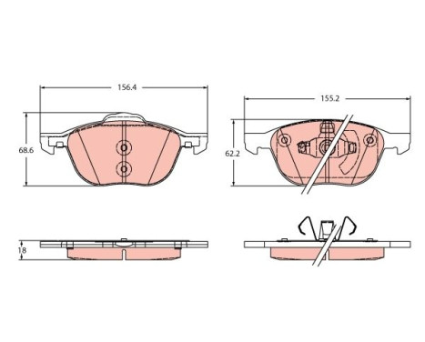 Brake pad set, disc brake GDB2348 TRW