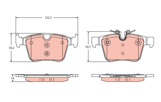 Brake pad set, disc brake GDB2351 TRW