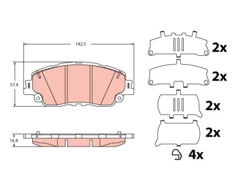 Brake pad set, disc brake GDB2354 TRW