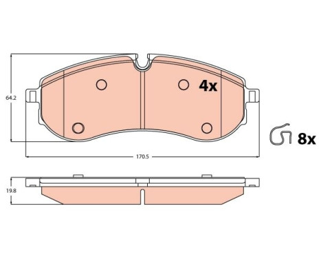Brake pad set, disc brake GDB2382 TRW