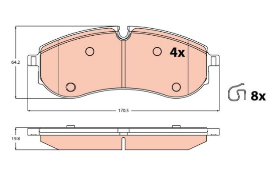 Brake pad set, disc brake GDB2382 TRW