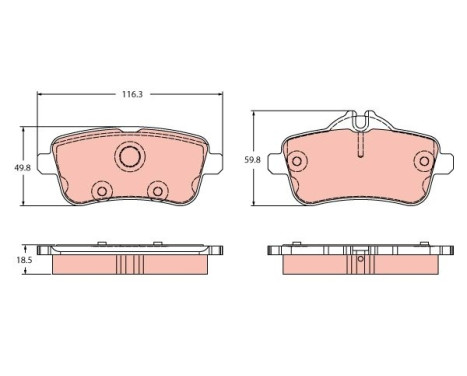 Brake pad set, disc brake GDB2391 TRW