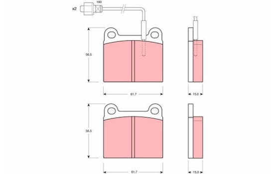 Brake Pad Set, disc brake GDB240 TRW, Image 2