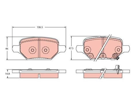 Brake pad set, disc brake GDB2406 TRW