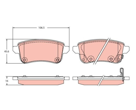 Brake pad set, disc brake GDB2413 TRW