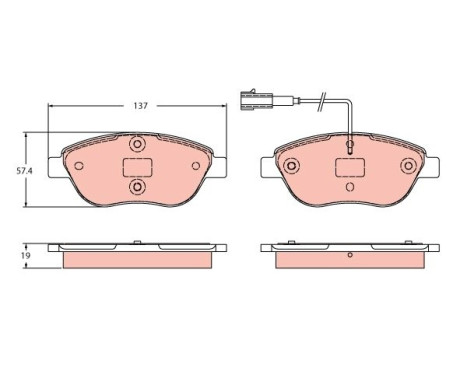 Brake pad set, disc brake GDB2421 TRW