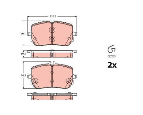 Brake pad set, disc brake GDB2433 TRW