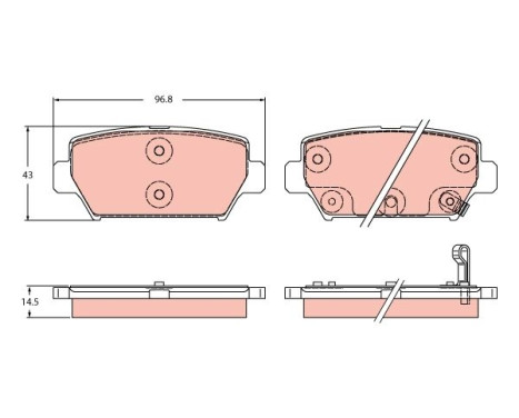 Brake pad set, disc brake GDB2435 TRW