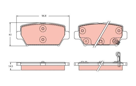 Brake pad set, disc brake GDB2435 TRW