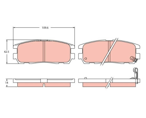 Brake pad set, disc brake GDB2452 TRW