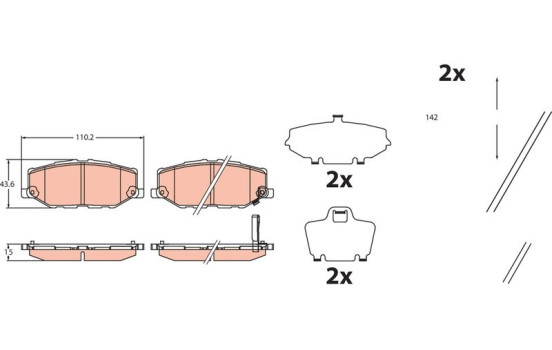 Brake pad set, disc brake GDB2455 TRW