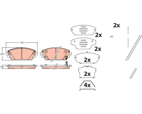 Brake pad set, disc brake GDB2456 TRW