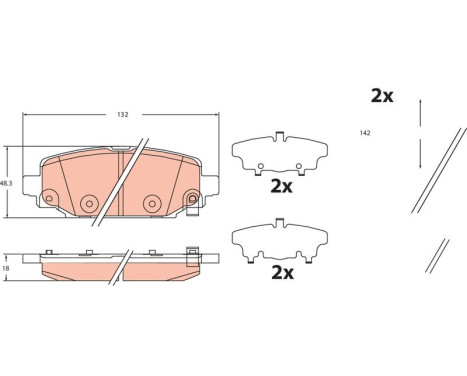 Brake pad set, disc brake GDB2461 TRW