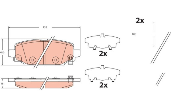 Brake pad set, disc brake GDB2461 TRW