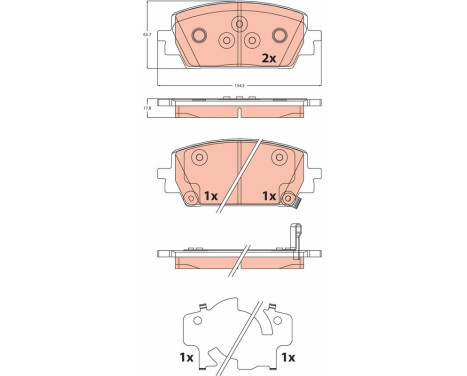 Brake pad set, disc brake GDB2463 TRW
