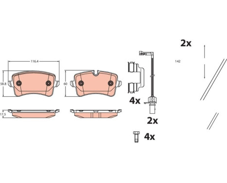 Brake pad set, disc brake GDB2464 TRW