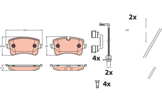Brake pad set, disc brake GDB2464 TRW