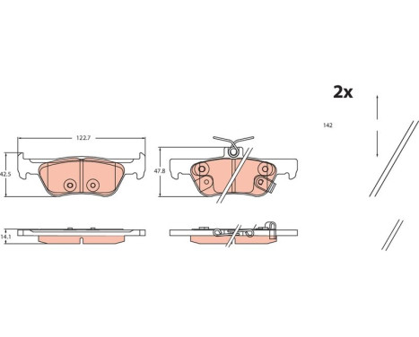 Brake pad set, disc brake GDB2469 TRW