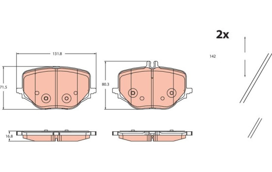 Brake pad set, disc brake GDB2470 TRW