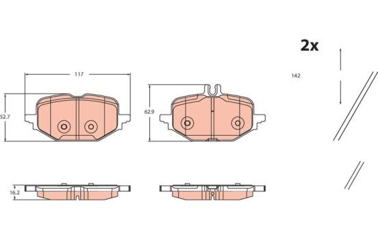Brake pad set, disc brake GDB2472 TRW