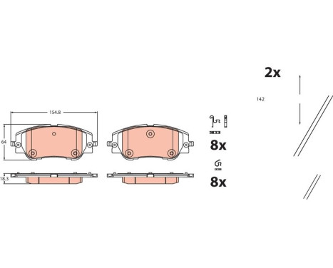 Brake pad set, disc brake GDB2478 TRW