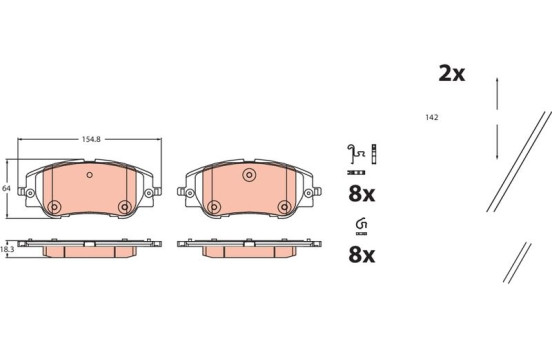 Brake pad set, disc brake GDB2478 TRW