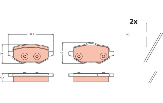 Brake pad set, disc brake GDB2480 TRW
