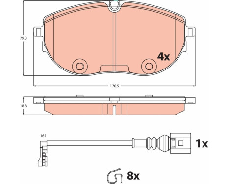 Brake pad set, disc brake GDB2486 TRW